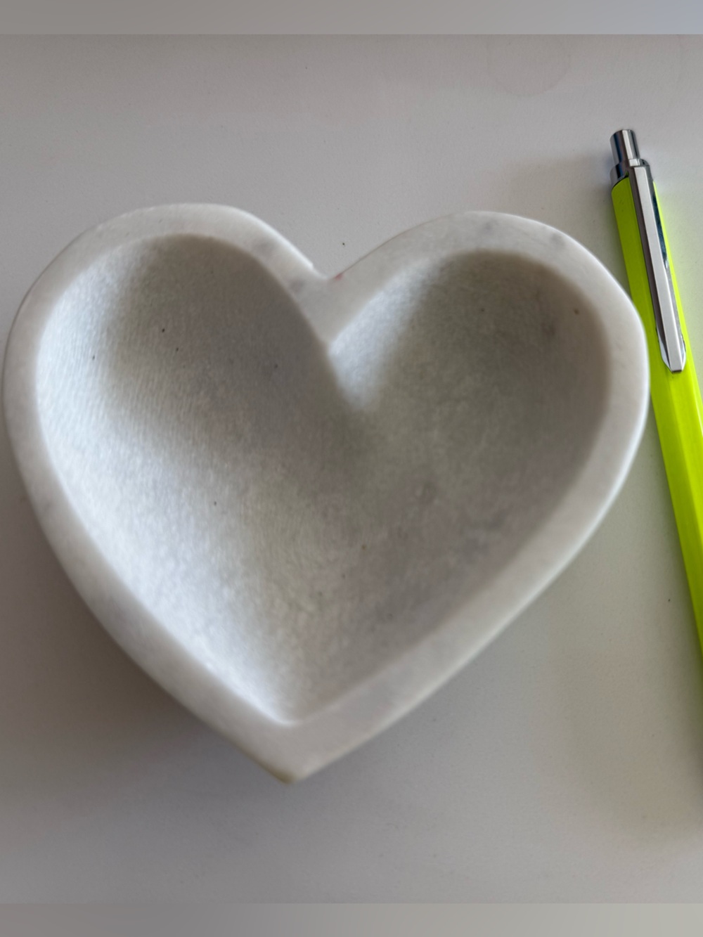 Pottery Barn White Marble Heart Trinket Dish